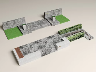 Modern Steps Ramp Landscape Steps 3d model