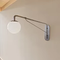 Modern Wall Sconce With Metal Arm And White Round Glass Shade Design