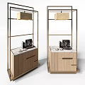 Modern Wooden Kitchen Sideboard With Coffee Machine And Storage Countertop Design