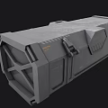 Cartoon Style Gray Supply Crate With Straps And Geometric Panels Design