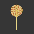 Red and White Swirl Lollipop on White Stick Against Dark Background