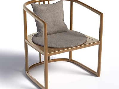 Modern Light Wood Leisure Chair With Gray Cushion And Pillow Design 3d model