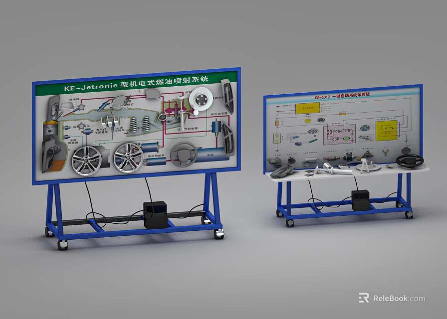 Industrial Automotive Electrical System Training Equipment With Interactive Panels And Components 3d model 