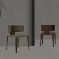 Two Stylish Leisure Chairs in Green and Orange with Minimalist Interior Background