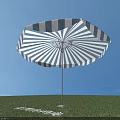 Blue And White Striped Garden Sunshade For Outdoor Leisure In Grass Area