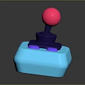 Colorful Game Joystick With Pink Ball Top Blue Base And Purple Buttons