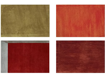 Square Rugs in Green Red Burgundy and Orange Red Tones for Interior Decor 3d model