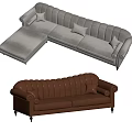 Stylish Sectional Leather Sofas With Tufted Design Armrests And Decorative Pillows 3d model