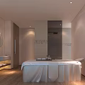Modern SPA Sauna Room With Massage Bed Marble Walls And Ambient Lighting