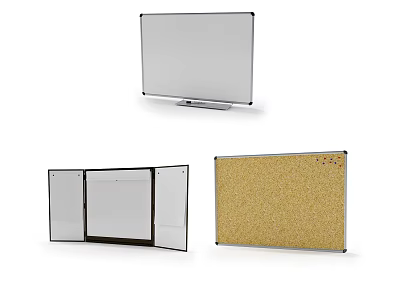 Standard Whiteboard Foldable Panel and Corkboard as Essential Drawing Tools for Art Projects and Education 3d model