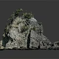 Natural Garden Landscape With Artistic Rockery Green Plants And Blue Water Area