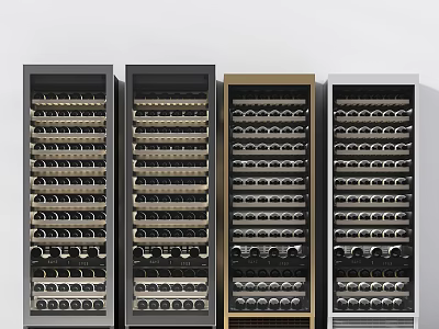 Modern Wine Cabinets In Black Gold White With Multiple Racks For Bottle Storage 3d model