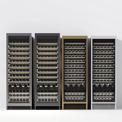 Modern Wine Cabinets In Black Gold White With Multiple Racks For Bottle Storage 3d model