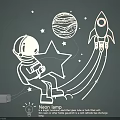 Space Theme Kids Room Lighting Set With Astronaut Star Planet Rocket Design 3d model