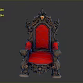 Elegant Ornate Classical Chair With Carved Wooden Frame And Red Upholstery