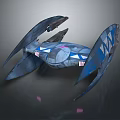 Sci Fi Spaceship Streamlined Design Blue Gray Color Wing Like Structures And Pink Accents 3d model