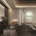 Aqora Modern Interior Design With Wooden Cabinets Island Sink Dining Table Chairs And Plant