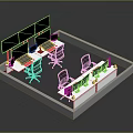 Modern Control Room Interior Design With Multiple Workstations Black Office Chairs And Monitors 3d model
