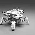 Intelligent Machine With Multiple Mechanical Legs White Black Cannons And Futuristic Design
