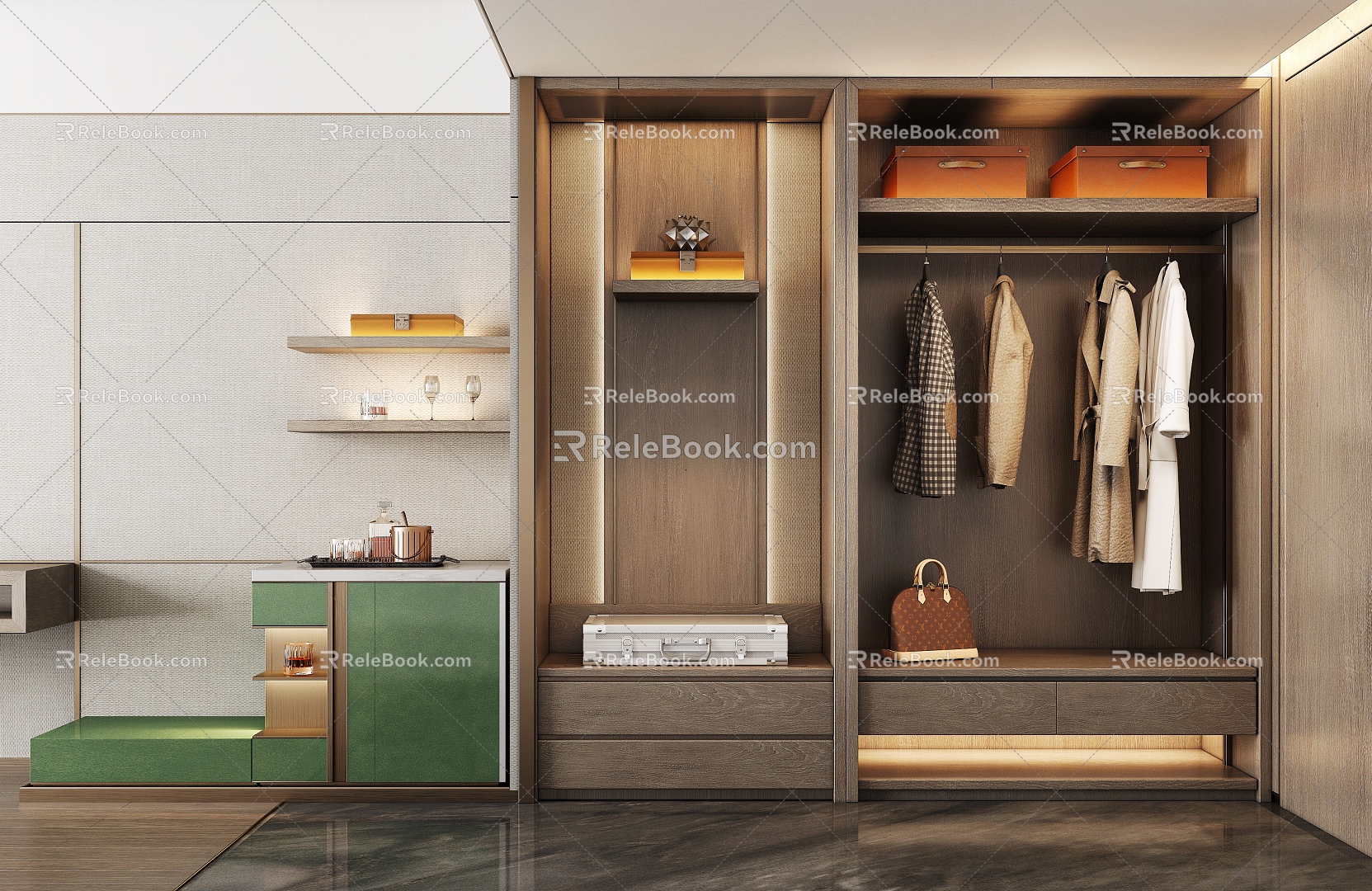 Modern Light Luxury Hotel Wardrobe Hotel Away Hotel Guest Room Hotel Functional Wardrobe Hotel Corridor Luggage Rack Hanger 3d model