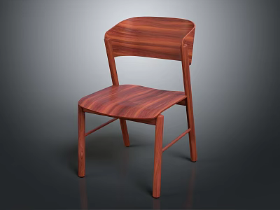 Modern Wooden Chair Design With Simple Structure And Natural Texture 3d model
