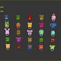 Colorful Game Movie Character Animal Rings Featuring Various Animal Shapes And Bright Hues
