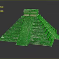 Cartoon Pyramid Scene With Ancient Step Structure And Stone Top Platform 3d model