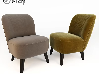 Modern Velvet Accent Chairs Gray and Green with Black Wooden Legs for Living Room Decor 3d model