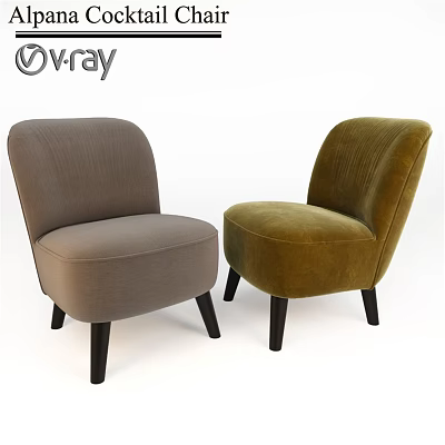 Modern Velvet Accent Chairs Gray and Green with Black Wooden Legs for Living Room Decor 3d model