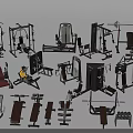 Various Sports Equipment Including Weight Benches Lifting Racks And Exercise Machines