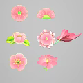 Artistic Pink Blossom Collection With Various Petals Leaves And Floral Details