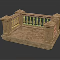 Classic Decorative Stone Railing With Pillars And Balusters For Platform Design 3d model