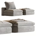 Light Gray Padded Sofa Stool With Comfortable Pillow And Soft Fabric 3d model