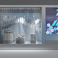 Modern Retail Window Display With Illuminated Lighting Car Model And Digital Screen 3d model