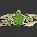 Elegant Gold Ring With Twisted Bands Green Gemstone Center And Accent Stones