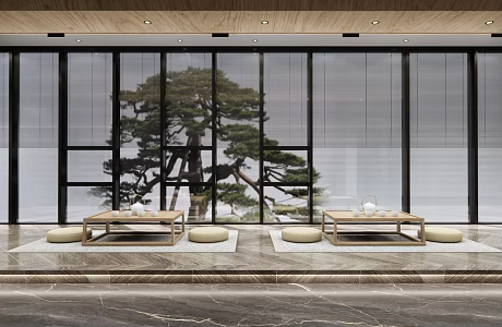 New Chinese Tea Table and Chair Tatami 3d model