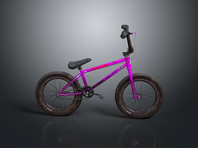 Pink BMX Bike With Wide Muddy Tires For Off Road Cycling Adventures 3d model