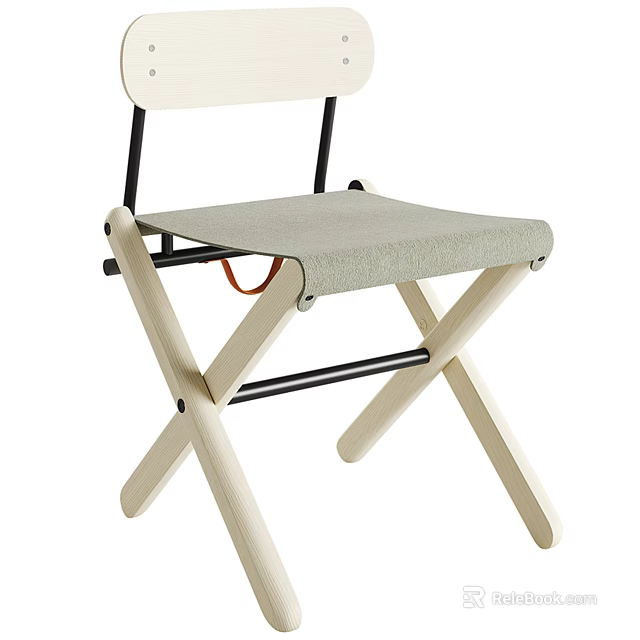 Lightweight Leisure Chair with Wooden X Legs Minimalist Backrest and Comfortable Fabric Seat 3d model 