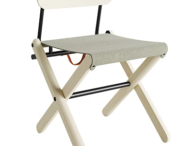 Lightweight Leisure Chair with Wooden X Legs Minimalist Backrest and Comfortable Fabric Seat 3d model