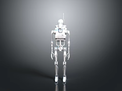 White Humanoid Robot With Mechanical Joints Antenna And Sensor Features 3d model
