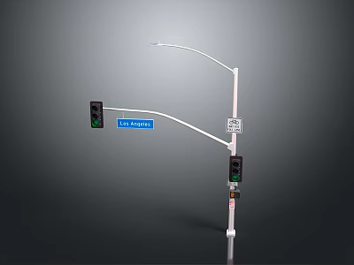 Modern Urban Roadside Infrastructure with Street Light Traffic Light and Live Avenue Sign 3d model