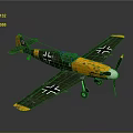 Vintage Military Airplane With Yellow Green Body Gray Wings And White Cross Markings
