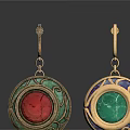 Elegant Gold Hook Earrings Featuring Colorful Decorations Red Green Gemstone Pendants