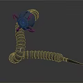Mechanical Snake Creature With Metallic Spiral Body And Glowing Blue Tip 3d model
