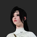 Game and Movie Character in Traditional Costume With Bamboo Leaf Patterns Long Hair and Flowy Sleeves