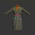 Stylish Long Gray Plaid Coat With Yellow Turtleneck Sweater For Daily Wear