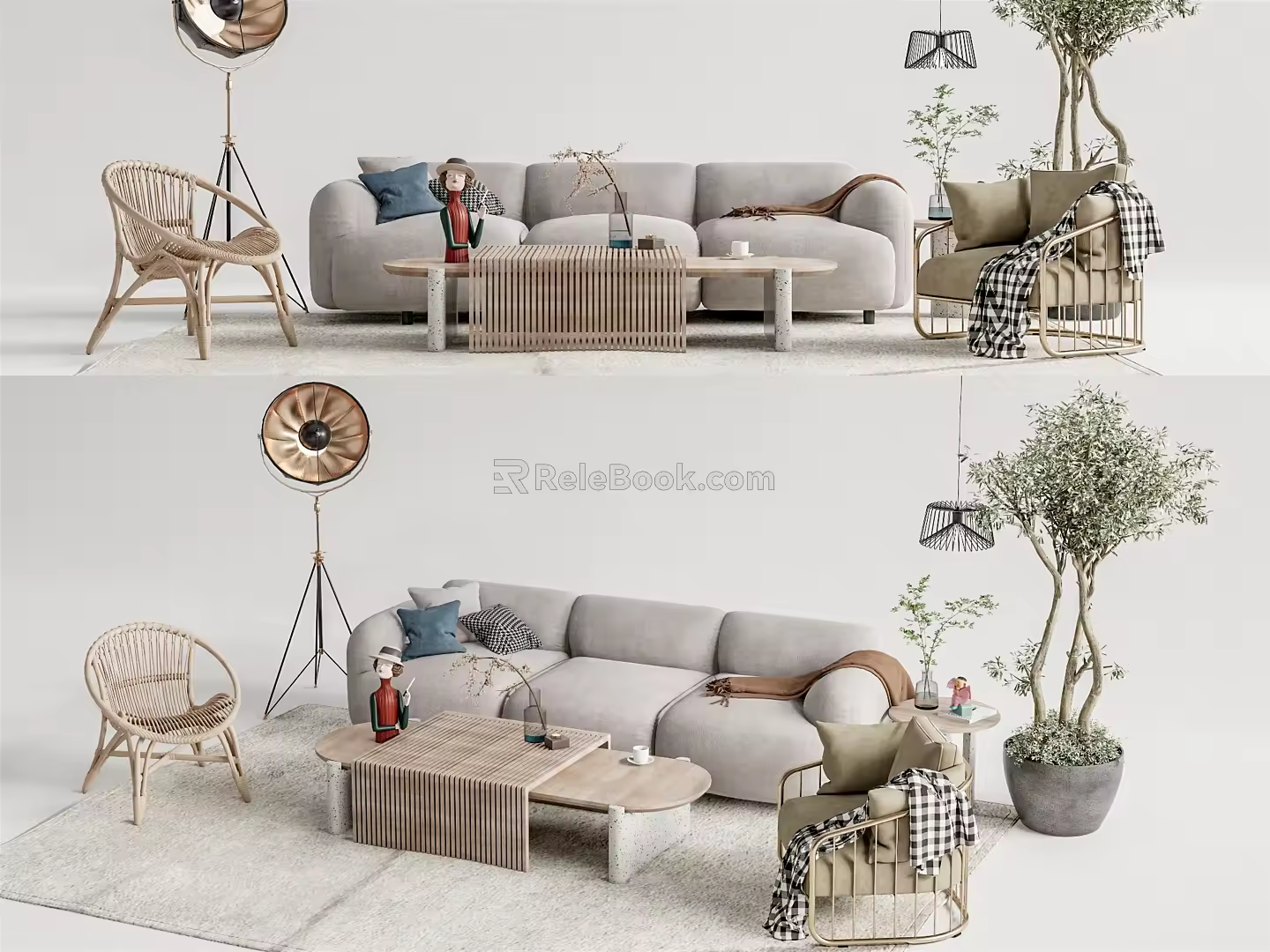 Light Luxury Sofa Coffee Table Combination 3d model