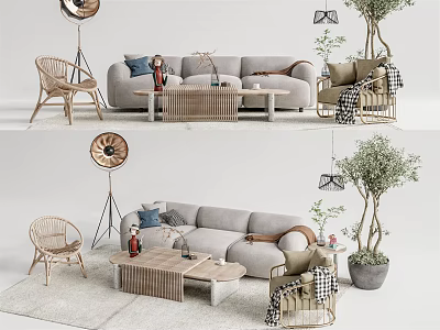 Light Luxury Sofa Coffee Table Combination 3d model