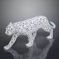 White Hollow out Leopard Sculpture With Reflective Surface For Modern Home Decor