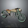 Vintage Light Green Motorcycle With Orange Seat And Metallic Body Design